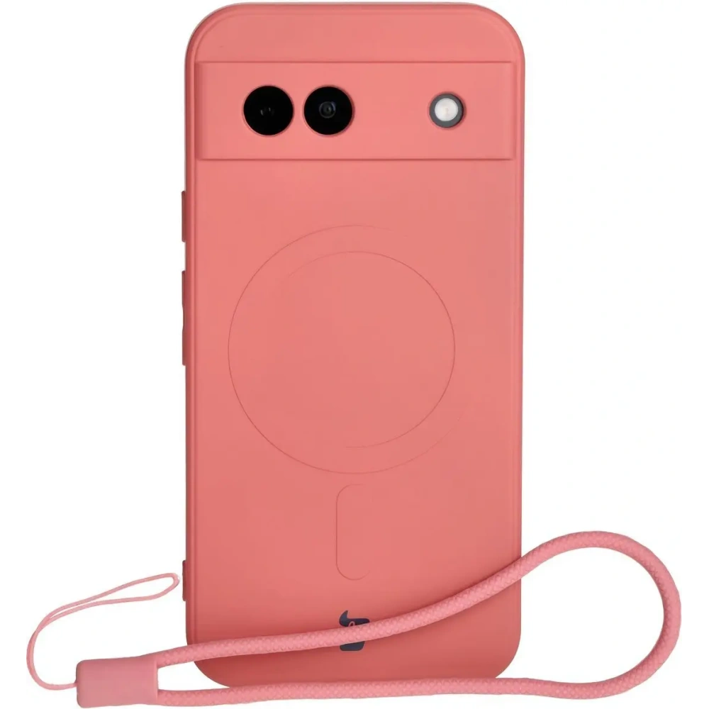 Silikonowe etui z pierścieniem magnetycznym Bizon Case Silicone Magnetic Sq do Google Pixel 8a brudnoróżowe