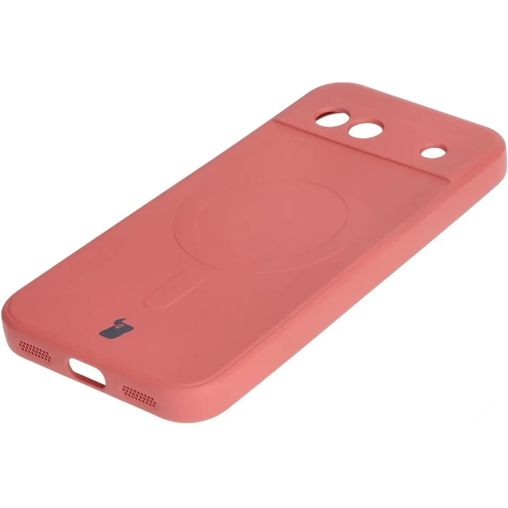 Silikonowe etui z pierścieniem magnetycznym Bizon Case Silicone Magnetic Sq do Google Pixel 8a brudnoróżowe