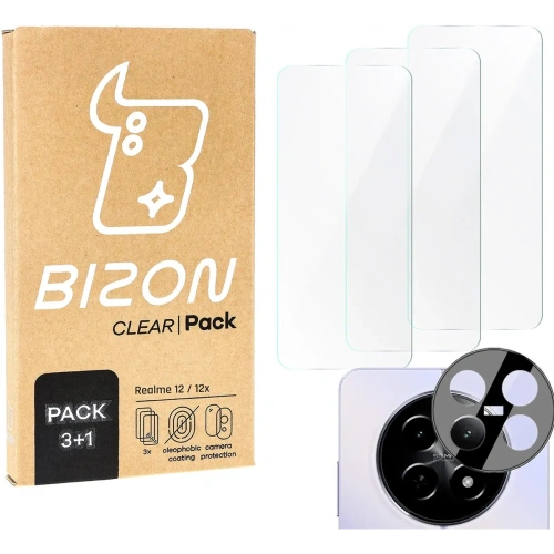 Kup 3x Szkło na ekran + szkło na aparat BIZON Clear do Realme 12 / 12x - BIZ6524 - {ean13} - Sklep Home Screen