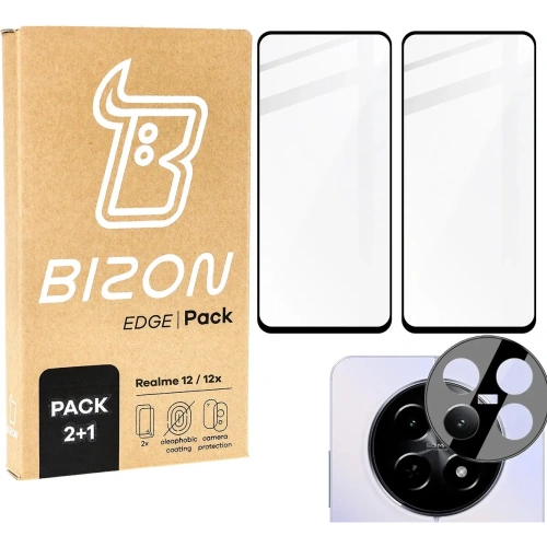 Buy Bizon Edge 2x tempered screen glass with frame + camera glass Realme 12/12x - BIZ6525 - {ean13} - Home Screen Store Europe