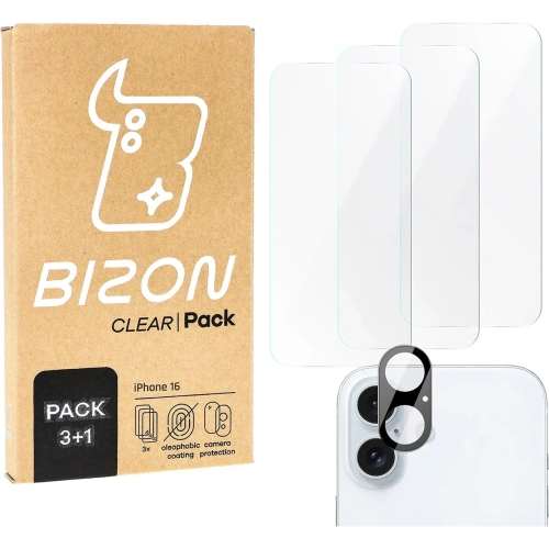 Kup BIZON Clear 3x képernyő üveg + kamera üveg Apple iPhone 16 - BIZ6527 - {ean13} - Sklep Home Screen