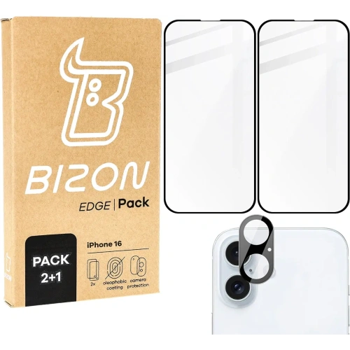 Kup Bizon Edge 2x edzett üveg kijelző kerettel + kamera üveg Apple iPhone 16 - BIZ6528 - {ean13} - Sklep Home Screen
