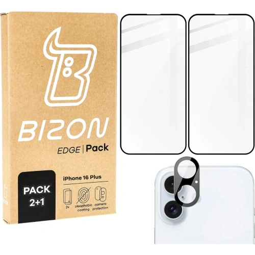 Kup 2x Zesílené sklo na displej s rámečkem + sklo na fotoaparát Bizon Edge pro Apple iPhone 16 Plus - BIZ6529 - {ean13} - Sklep Home Screen