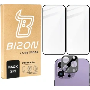 Kup 2x Szkło hartowane na ekran z ramką + szkło na aparat Bizon Edge do Apple iPhone 16 Pro - BIZ6533 - {ean13} - Sklep Home Screen