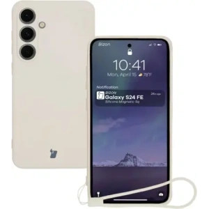 Kup Silikonowe etui z pierścieniem magnetycznym Bizon Case Silicone Magnetic Sq do Samsung Galaxy S24 FE beżowe - BIZ6535 - {ean13} - Sklep Home Screen