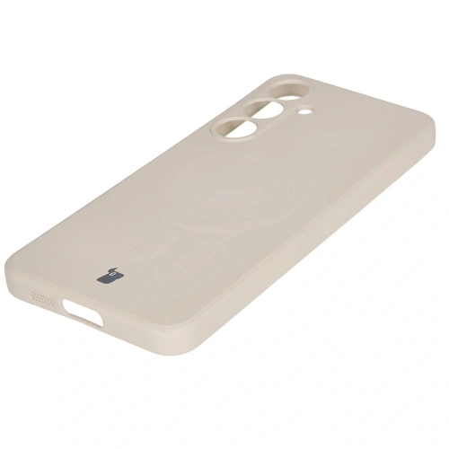 Kup Silikonowe etui z pierścieniem magnetycznym Bizon Case Silicone Magnetic Sq do Samsung Galaxy S24 FE beżowe - BIZ6535 - {ean13} - Sklep Home Screen