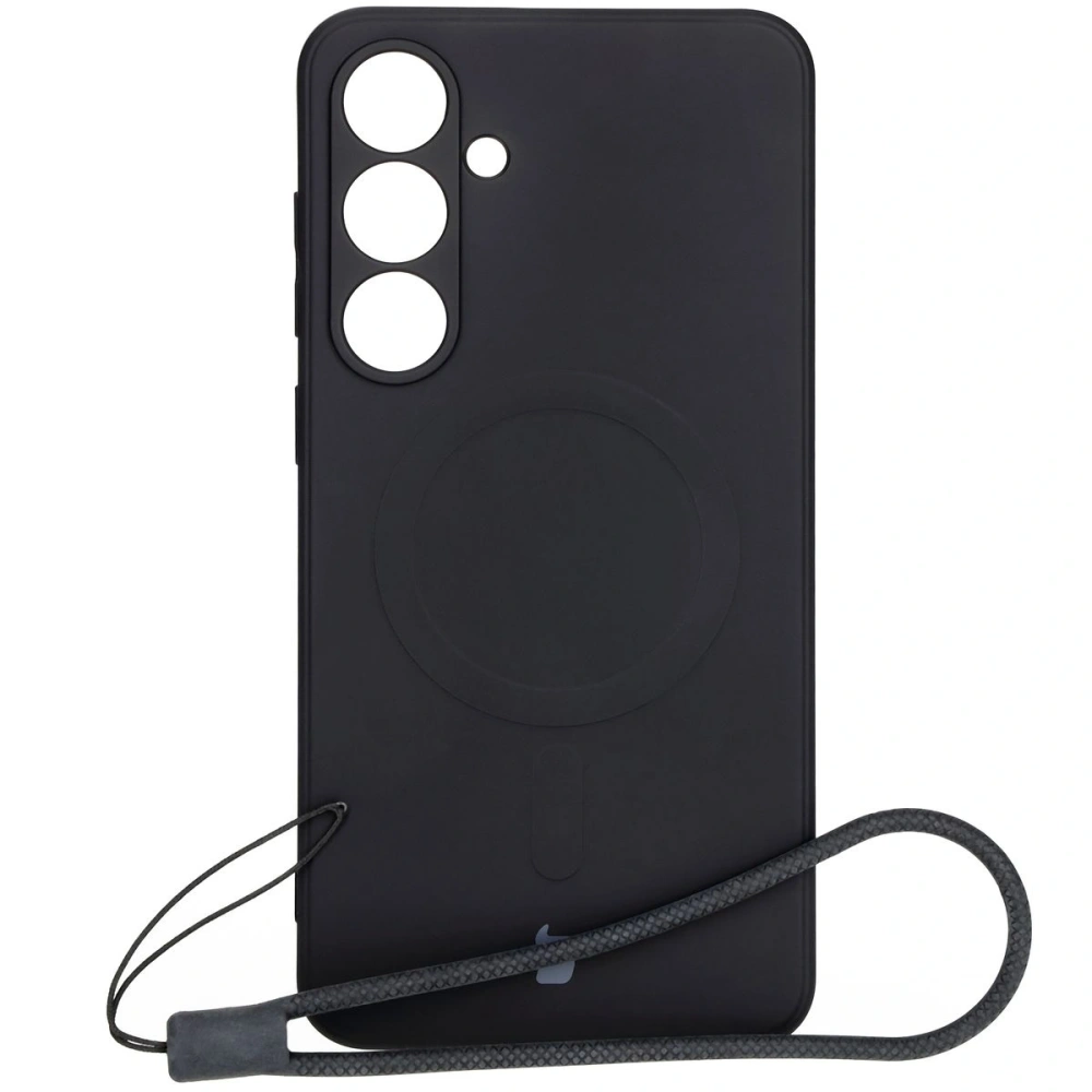 Silikonowe etui z pierścieniem magnetycznym Bizon Case Silicone Magnetic Sq do Samsung Galaxy S24 FE czarne