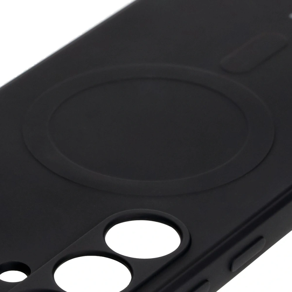 Silikonowe etui z pierścieniem magnetycznym Bizon Case Silicone Magnetic Sq do Samsung Galaxy S24 FE czarne