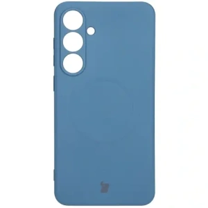 Silikonové pouzdro s magnetickým kroužkem Bizon Case Silicone Magnetic Sq pro Samsung Galaxy S24 FE tmavě modré