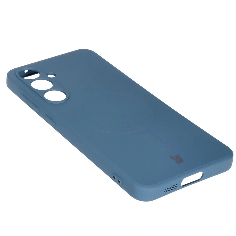 Silikonowe etui z pierścieniem magnetycznym Bizon Case Silicone Magnetic Sq do Samsung Galaxy S24 FE granatowe