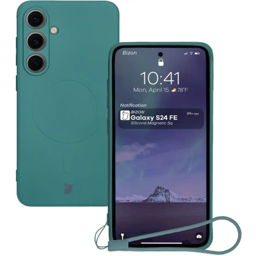 Kup Bizon Case Silicone Magnetic Sq Samsung Galaxy S24 FE verde închis - BIZ6538 - {ean13} - Sklep Home Screen