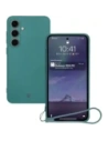 Silikonové pouzdro s magnetickým kroužkem Bizon Case Silicone Magnetic Sq pro Samsung Galaxy S24 FE tmavě zelené