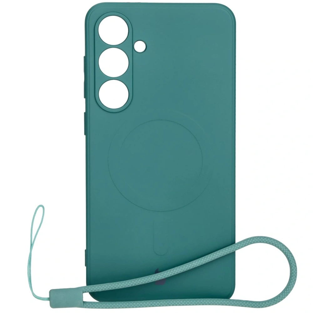 Silikonowe etui z pierścieniem magnetycznym Bizon Case Silicone Magnetic Sq do Samsung Galaxy S24 FE ciemnozielone