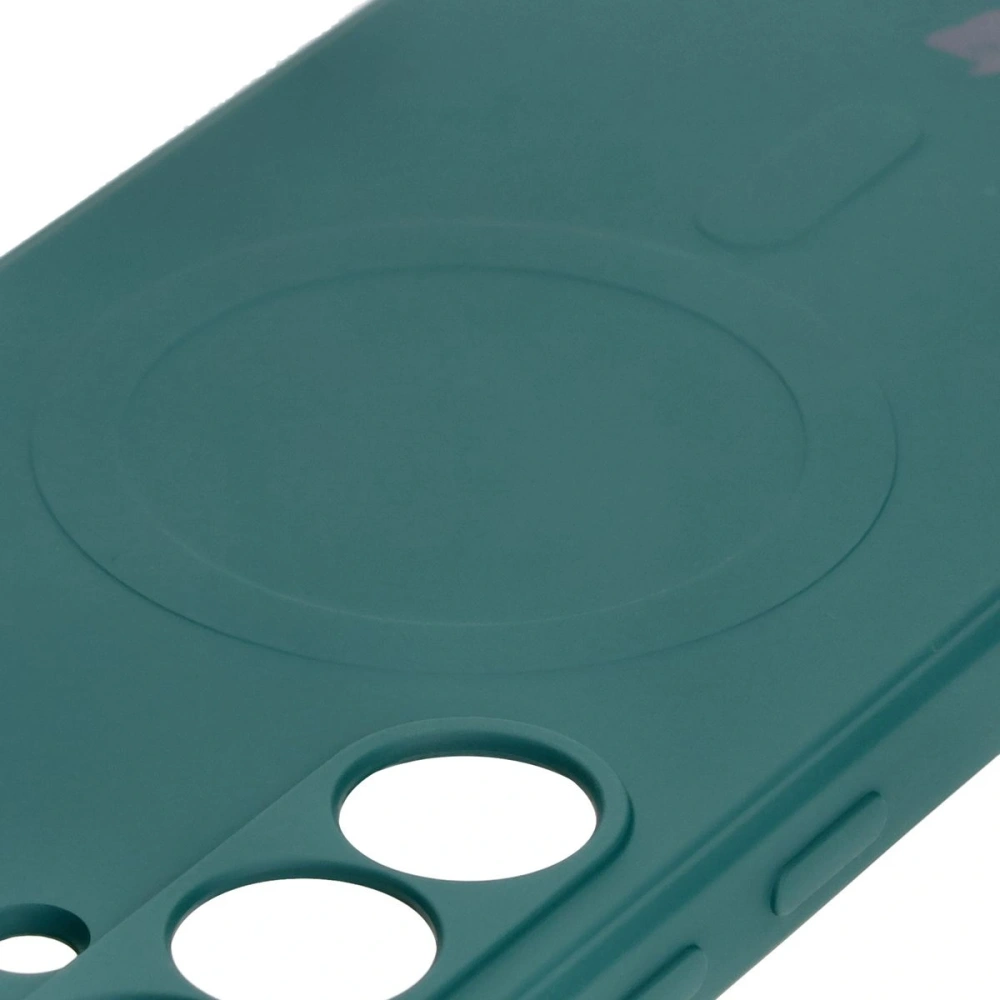 Silikonowe etui z pierścieniem magnetycznym Bizon Case Silicone Magnetic Sq do Samsung Galaxy S24 FE ciemnozielone