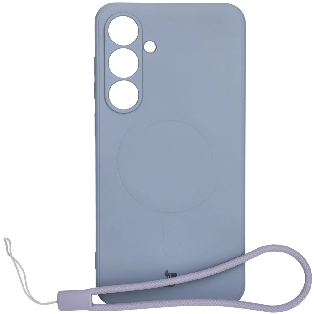 Silikonowe etui z pierścieniem magnetycznym Bizon Case Silicone Magnetic Sq do Samsung Galaxy S24 FE szare