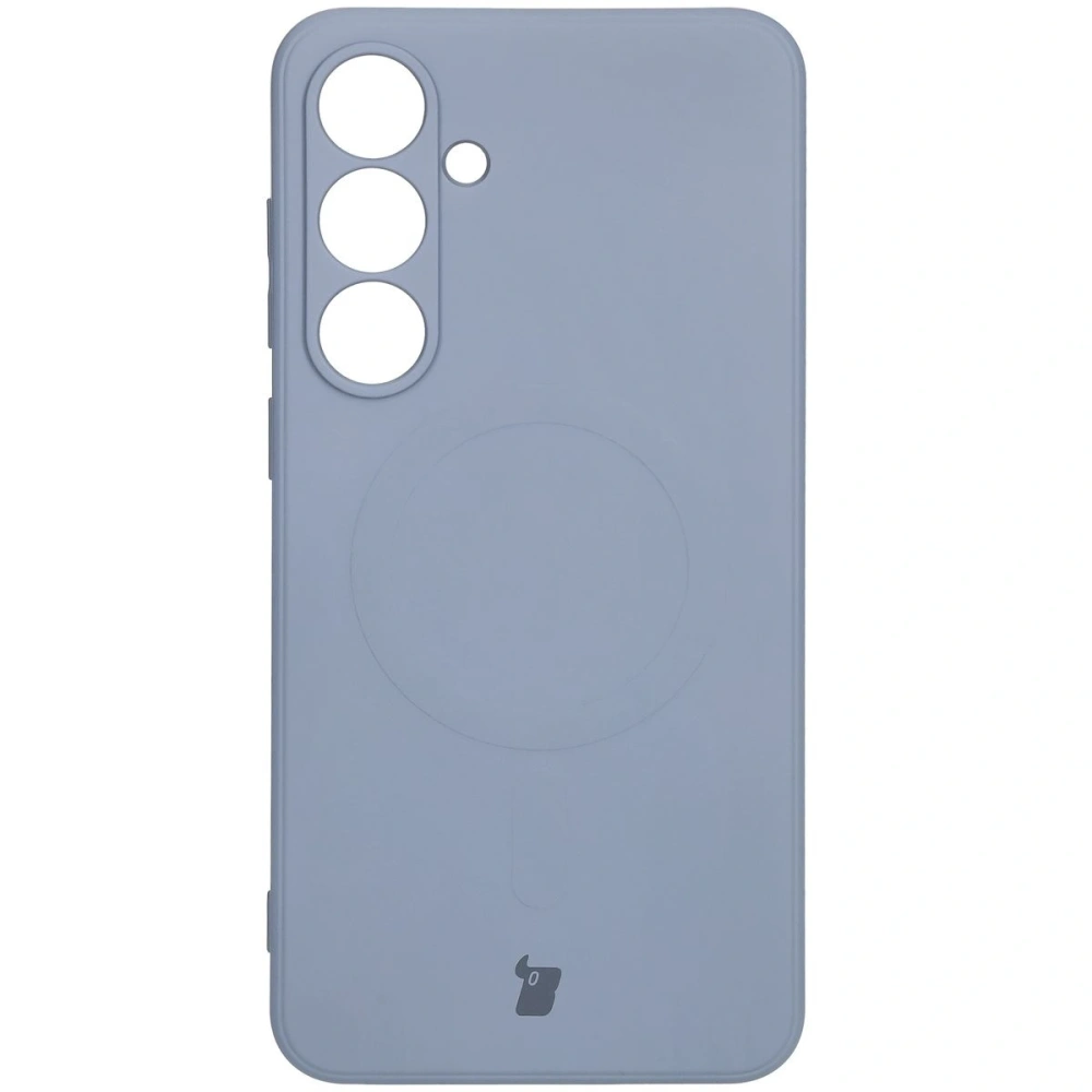 Silikonowe etui z pierścieniem magnetycznym Bizon Case Silicone Magnetic Sq do Samsung Galaxy S24 FE szare