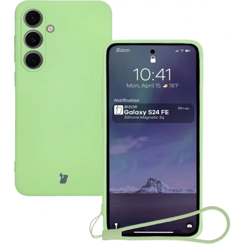 Kup Silikonowe etui z pierścieniem magnetycznym Bizon Case Silicone Magnetic Sq do Samsung Galaxy S24 FE jasnozielone - BIZ6540 - {ean13} - Sklep Home Screen