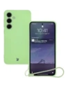 Silikonowe etui z pierścieniem magnetycznym Bizon Case Silicone Magnetic Sq do Samsung Galaxy S24 FE jasnozielone