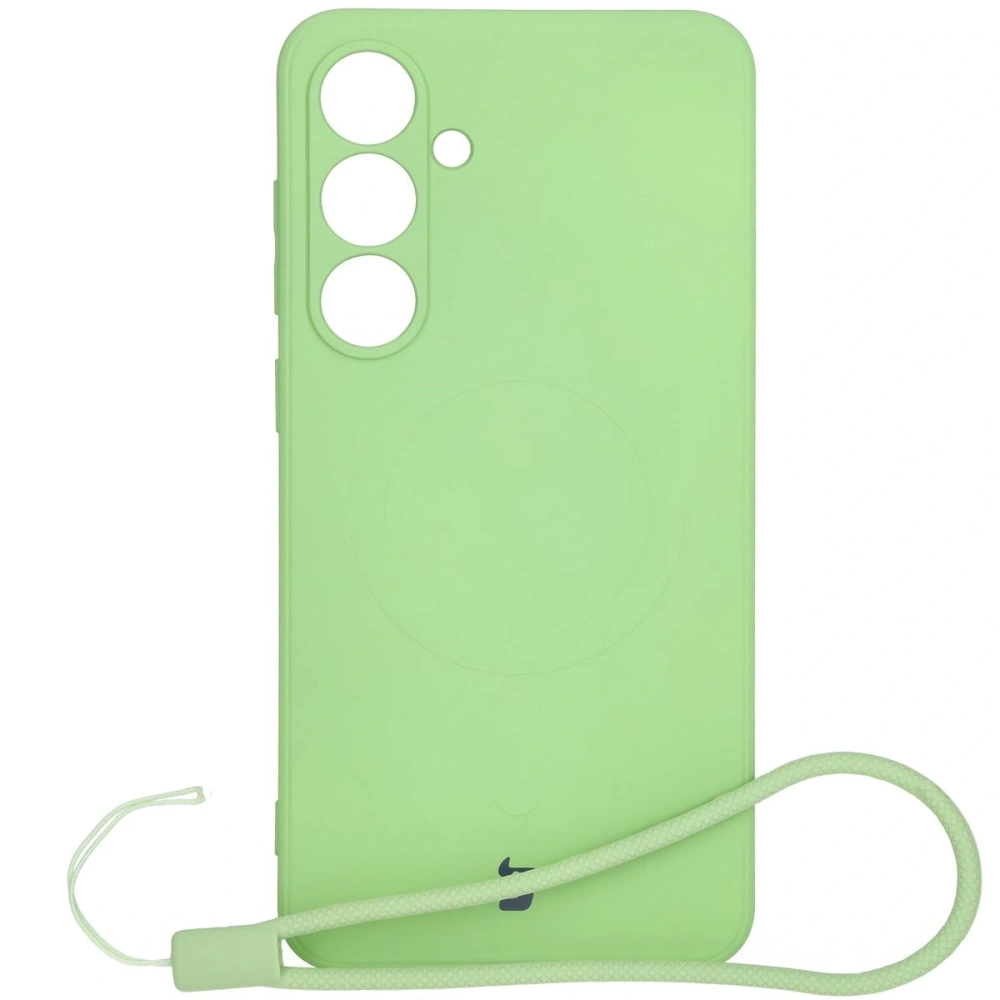 Silikonowe etui z pierścieniem magnetycznym Bizon Case Silicone Magnetic Sq do Samsung Galaxy S24 FE jasnozielone