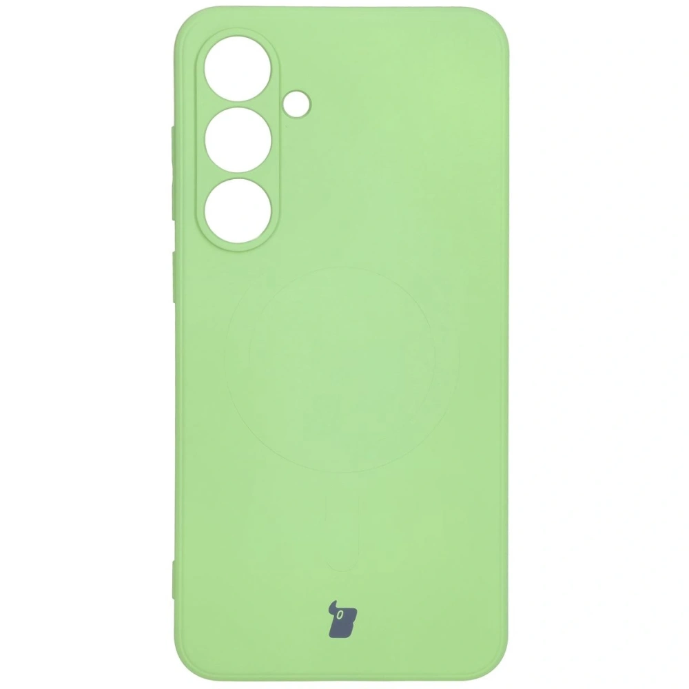 Silikonowe etui z pierścieniem magnetycznym Bizon Case Silicone Magnetic Sq do Samsung Galaxy S24 FE jasnozielone