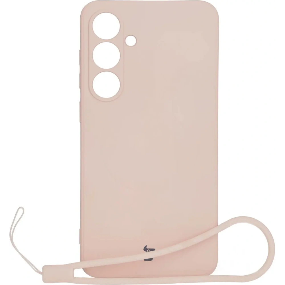 Silikonowe etui z pierścieniem magnetycznym Bizon Case Silicone Magnetic Sq do Samsung Galaxy S24 FE jasnoróżowe