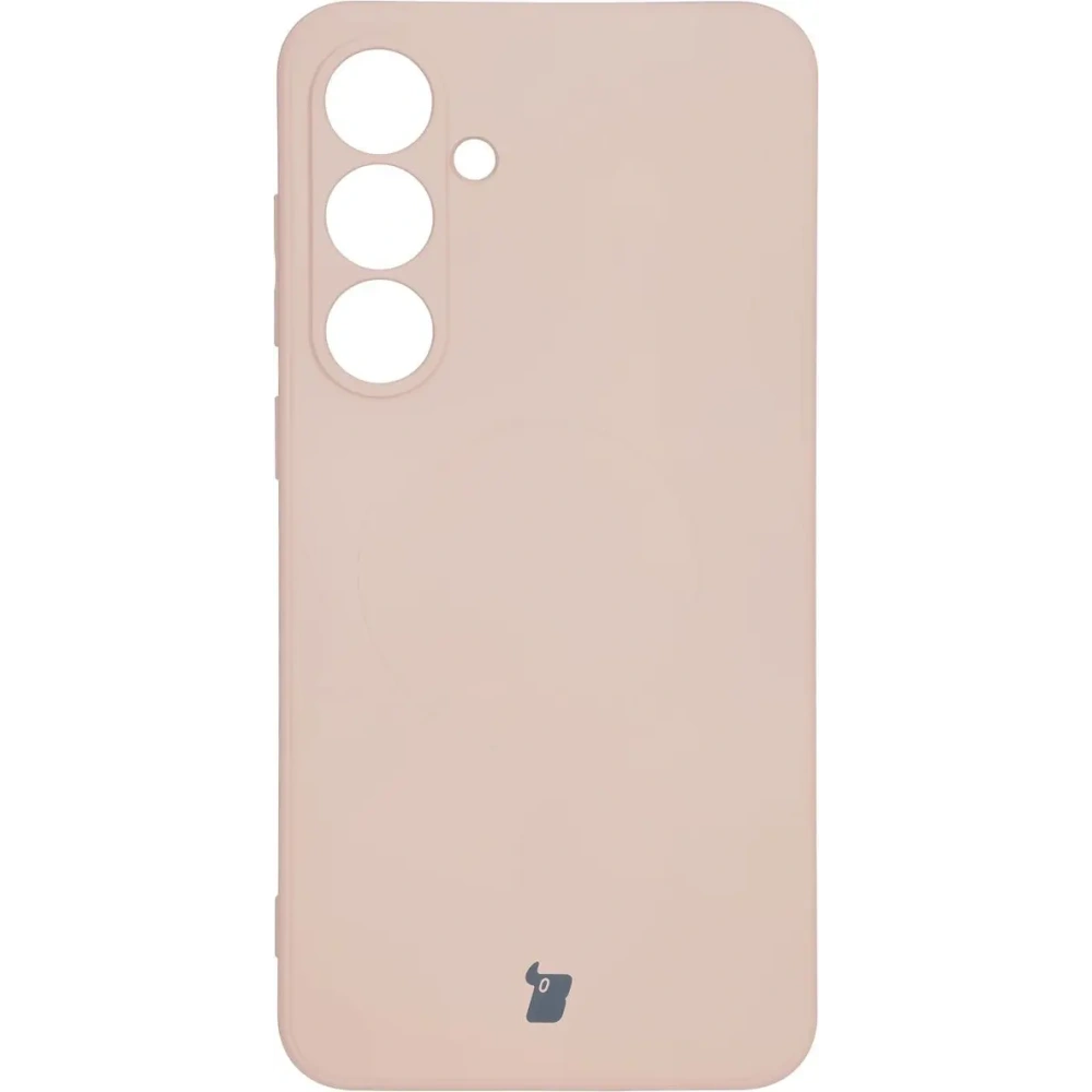 Silikonowe etui z pierścieniem magnetycznym Bizon Case Silicone Magnetic Sq do Samsung Galaxy S24 FE jasnoróżowe