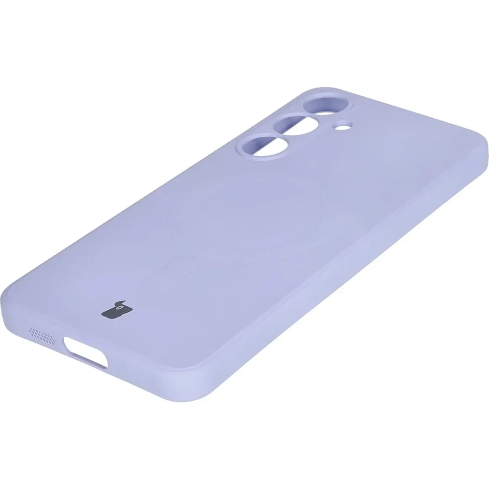 Silikonowe etui z pierścieniem magnetycznym Bizon Case Silicone Magnetic Sq do Samsung Galaxy S24 FE jasnofioletowe