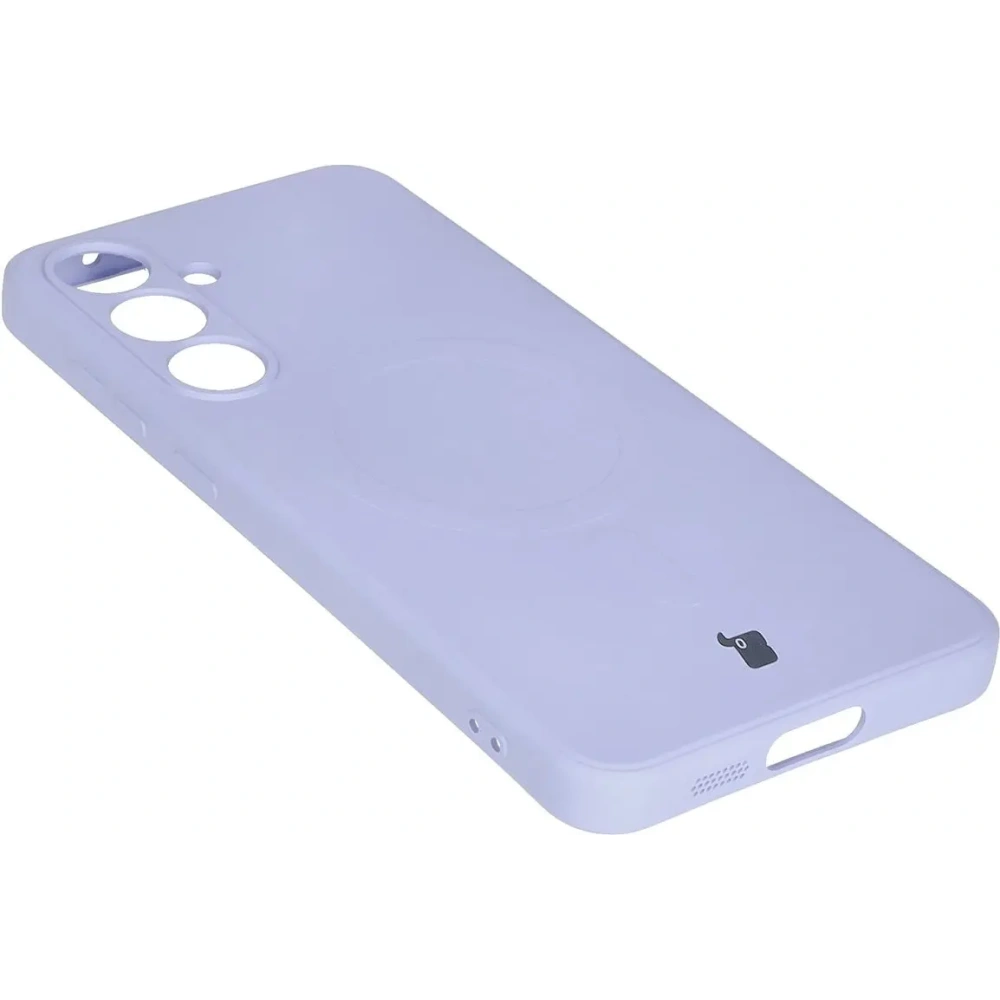 Silikonowe etui z pierścieniem magnetycznym Bizon Case Silicone Magnetic Sq do Samsung Galaxy S24 FE jasnofioletowe