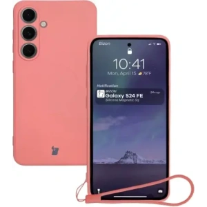 Kup Silikonowe etui z pierścieniem magnetycznym Bizon Case Silicone Magnetic Sq do Samsung Galaxy S24 FE brudnoróżowe - BIZ6543 - {ean13} - Sklep Home Screen