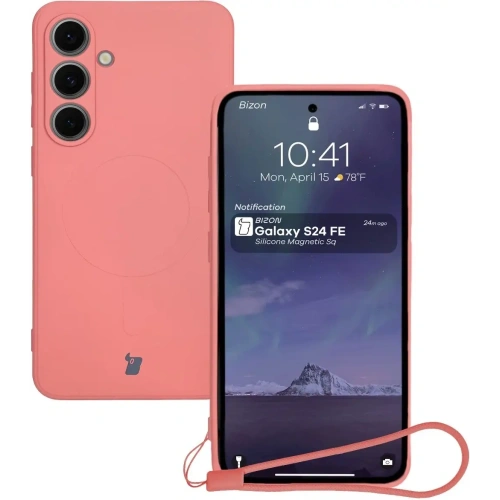 Kup Silikonowe etui z pierścieniem magnetycznym Bizon Case Silicone Magnetic Sq do Samsung Galaxy S24 FE brudnoróżowe - BIZ6543 - {ean13} - Sklep Home Screen