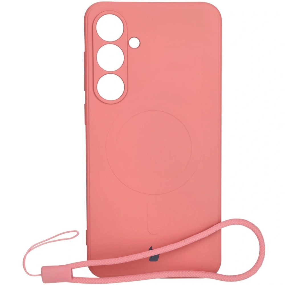 Silikonowe etui z pierścieniem magnetycznym Bizon Case Silicone Magnetic Sq do Samsung Galaxy S24 FE brudnoróżowe