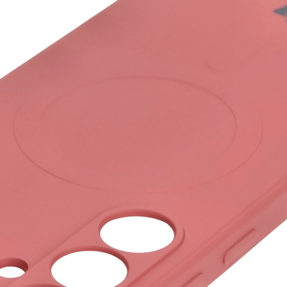 Silikonowe etui z pierścieniem magnetycznym Bizon Case Silicone Magnetic Sq do Samsung Galaxy S24 FE brudnoróżowe