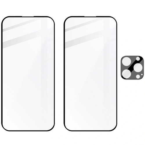 Kup 2x Szkło hartowane na ekran z ramką + szkło na aparat Bizon Edge do Apple iPhone 16 Pro Max - BIZ6544 - {ean13} - Sklep Home Screen