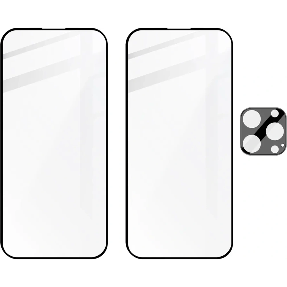 2x Szkło hartowane na ekran z ramką + szkło na aparat Bizon Edge do Apple iPhone 16 Pro Max