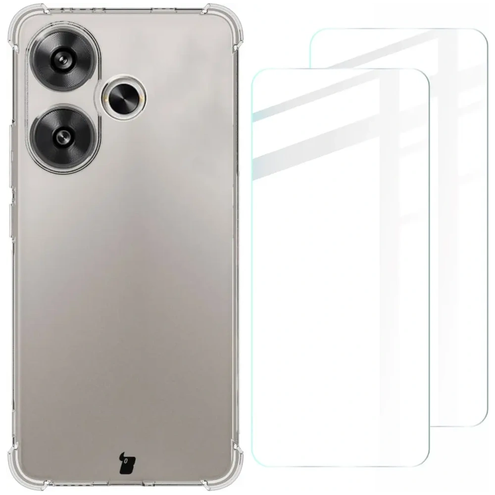 Etui + 2x szkło na ekran Bizon Case Clear Pack do Xiaomi Poco F6 przezroczyste