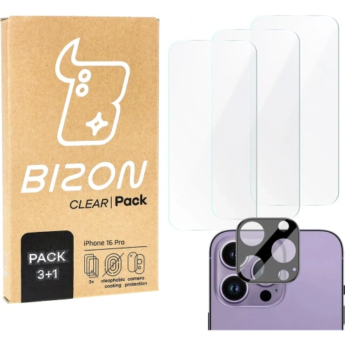 Kup BIZON Clear 3x sticlă pentru ecran + sticlă pentru cameră Apple iPhone 16 Pro Max - BIZ6548 - {ean13} - Sklep Home Screen