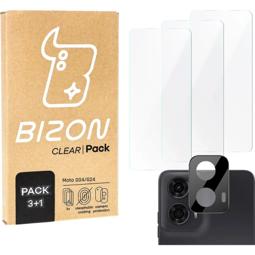 Kup 3x Szkło na ekran + szkło na aparat Bizon Clear do Motorola Moto G04/G24 - BIZ6549 - {ean13} - Sklep Home Screen