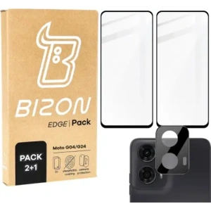 Buy Bizon Edge 2x tempered screen glass with frame + camera glass Motorola Moto G04/G24 - BIZ6551 - {ean13} - Home Screen Store Europe