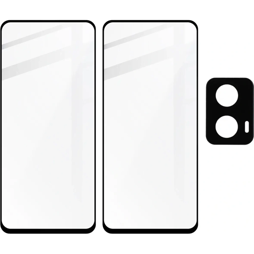 2x Szkło hartowane na ekran z ramką + szkło na aparat Bizon Edge do Motorola Moto G04/G24