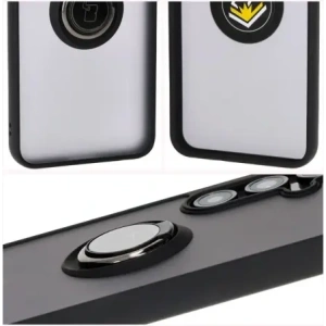 Kup Etui z uchwytem na palec Bizon Case Hybrid Ring do Samsung Galaxy S24 FE przydymione z czarną ramką - BIZ6552 - {ean13} - Sklep Home Screen