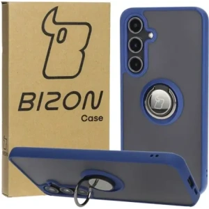 Kup Etui z uchwytem na palec Bizon Case Hybrid Ring do Samsung Galaxy S24 FE przydymione z granatową ramką - BIZ6553 - {ean13} - Sklep Home Screen