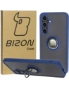 Etui s úchopem na prst Bizon Case Hybrid Ring pro Samsung Galaxy S24 FE kouřové s modrým rámečkem