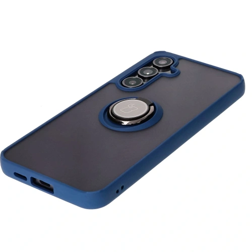 Kup Etui s úchopem na prst Bizon Case Hybrid Ring pro Samsung Galaxy S24 FE kouřové s modrým rámečkem - BIZ6553 - {ean13} - Sklep Home Screen