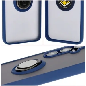 Kup Etui z uchwytem na palec Bizon Case Hybrid Ring do Samsung Galaxy S24 FE przydymione z granatową ramką - BIZ6553 - {ean13} - Sklep Home Screen