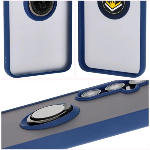 Kup Etui s úchopem na prst Bizon Case Hybrid Ring pro Samsung Galaxy S24 FE kouřové s modrým rámečkem - BIZ6553 - {ean13} - Sklep Home Screen