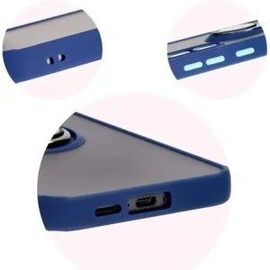 Kup Etui z uchwytem na palec Bizon Case Hybrid Ring do Samsung Galaxy S24 FE przydymione z granatową ramką - BIZ6553 - {ean13} - Sklep Home Screen