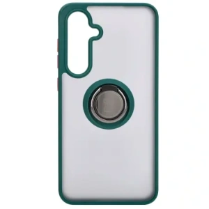 Kup Etui z uchwytem na palec Bizon Case Hybrid Ring do Samsung Galaxy S24 FE przydymione z ciemnozieloną ramką - BIZ6554 - {ean13} - Sklep Home Screen