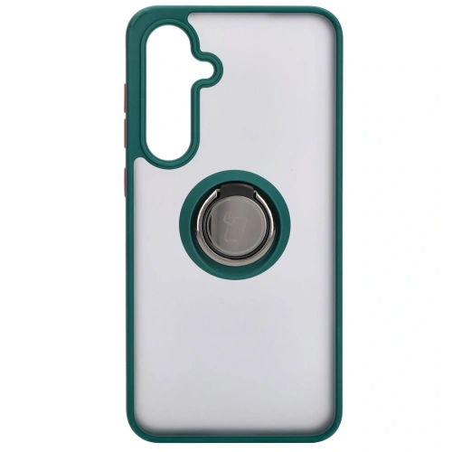 Kup Etui s úchytem na palec Bizon Case Hybrid Ring do Samsung Galaxy S24 FE kouřové s tmavě zeleným rámečkem - BIZ6554 - {ean13} - Sklep Home Screen