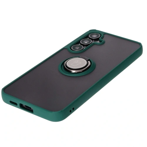 Kup Etui s úchytem na palec Bizon Case Hybrid Ring do Samsung Galaxy S24 FE kouřové s tmavě zeleným rámečkem - BIZ6554 - {ean13} - Sklep Home Screen