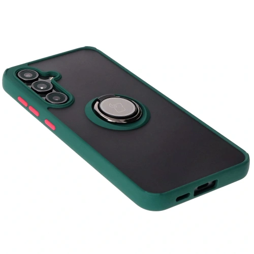 Kup Etui s úchytem na palec Bizon Case Hybrid Ring do Samsung Galaxy S24 FE kouřové s tmavě zeleným rámečkem - BIZ6554 - {ean13} - Sklep Home Screen